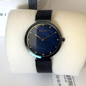 BERING Gold Accent Blue Milanese 32 mm Women's Watch - 18132-399 MSRP: $199
